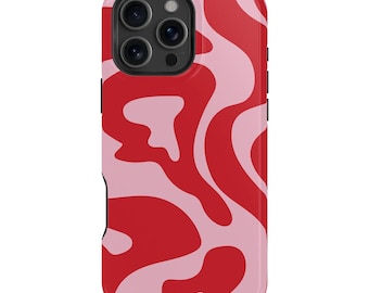 Red Pink Wavy iPhone Case – Groovy 70s Swirl Mag Safe Compatible