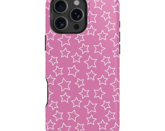 Pink Stars iPhone Case – Mag Safe Compatible, Slim/Tough Options