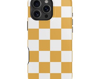 Yellow Checkered iPhone Case – Mag Safe Compatible, Cottagecore