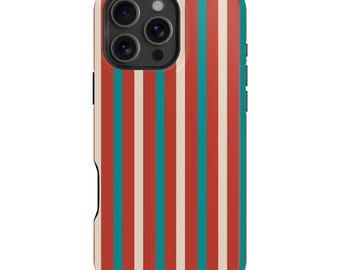 Teal Striped iPhone Case – Mag Safe Compatible, Retro 70s