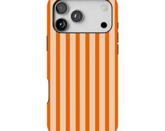 Orange Striped iPhone Case – Mag Safe Compatible, Cottagecore