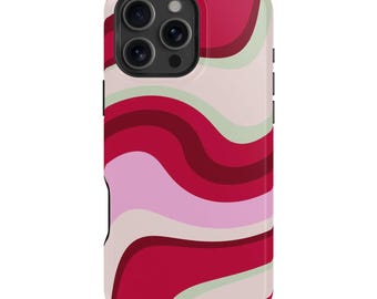 70s iPhone Case – Mag Safe Compatible, Retro Pink and Red Pattern