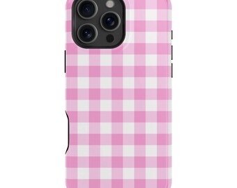 Pink Gingham iPhone Case – Mag Safe Compatible, Cottagecore