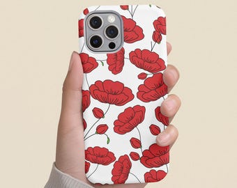 Poppy Phone Case – Mag Safe Compatible, Red Poppies Pattern