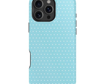 Light Blue Polka Dot iPhone Case – Mag Safe Compatible, Whimsical, Coquette Aesthetic