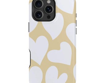 Beige Heart iPhone Case – Mag Safe Compatible, Slim/Tough Options