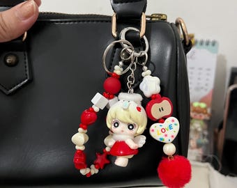 Red Angel Beaded Charm | Handmade Y2K Bag Accessory (Phone, Keychain)