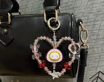 Handmade Heart Charm Keychain: Emma Figure, Butterfly, Star - Bag, Phone Strap