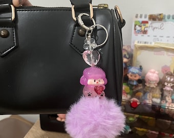 Handmade Bag Charm Buddy Love, Phone Strap, Bag Accessory Purple Keychain Personalized gift