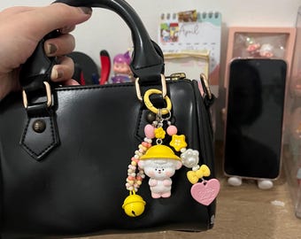 Handmade Moji Puppy Charm Keychain, Bag Accessory, Phone Strap