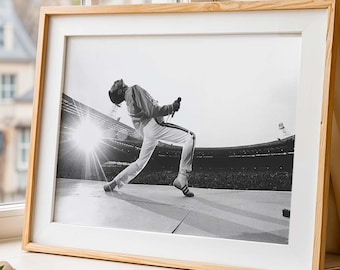 Freddie Mercury Wembley Stadium Print, Rock Music Canvas Wall Art (Digital Download)