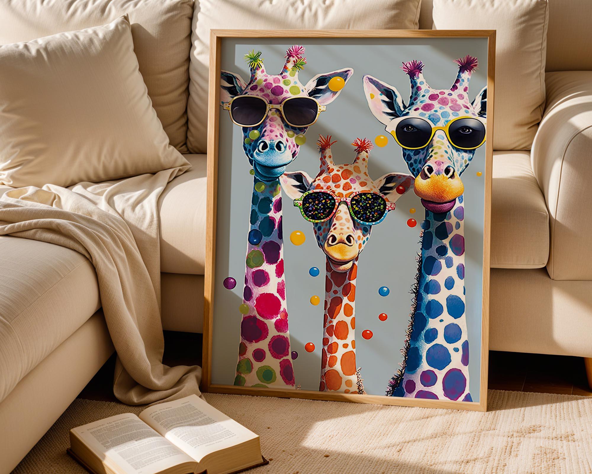 Colorful Giraffe Art Print: Fun Animal Decor for Nursery or Office ...