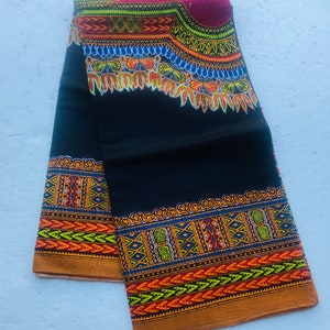 Tissu africain / Impression Dashiki / Tissu en coton / Respirant / Masques / Vêtements africains / Impression Dashiki vendu par half a , Big Panel image 4