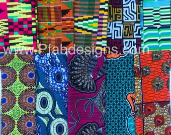 8 pieces Combo Fabric/African fabric/ Kente/Scrap/Breathable Cotton/ Crafts/ Masks/ Jewelry/Headwraps/ 8 pieces of fabric