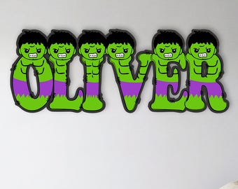 Personalized Hulk Name Sign, Superhero Nursery Decor, Kids Room