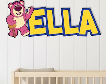 Personalized Toy Story Lotso Wooden Name Sign, Custom Kids Room Wall Decor, Nursery Wall Art with Name