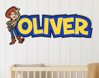 Toy Story Woody Custom Name Wooden Wall Decor, Personalized Kids Room Sign, Nursery Wall Art, Character Name Door Sign