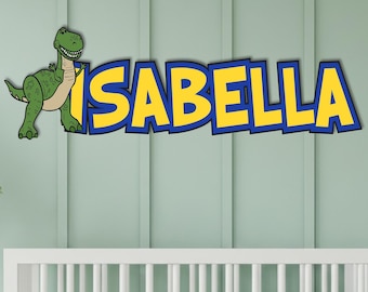 Personalized Dinosaur Name Sign, Kids Room Decor, Custom Nursery Plaque