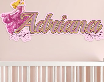 Personalized Disney Princess Aurora Name Sign, Sleeping Beauty Wooden Letters, Girls Nursery Wall Decor