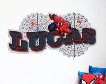 Personalized Spiderman Name Sign, Custom Spider Man Wooden Letters, Marvel Superhero Wall Decor, Boys Nursery Sign, Kids Bedroom Wall Art