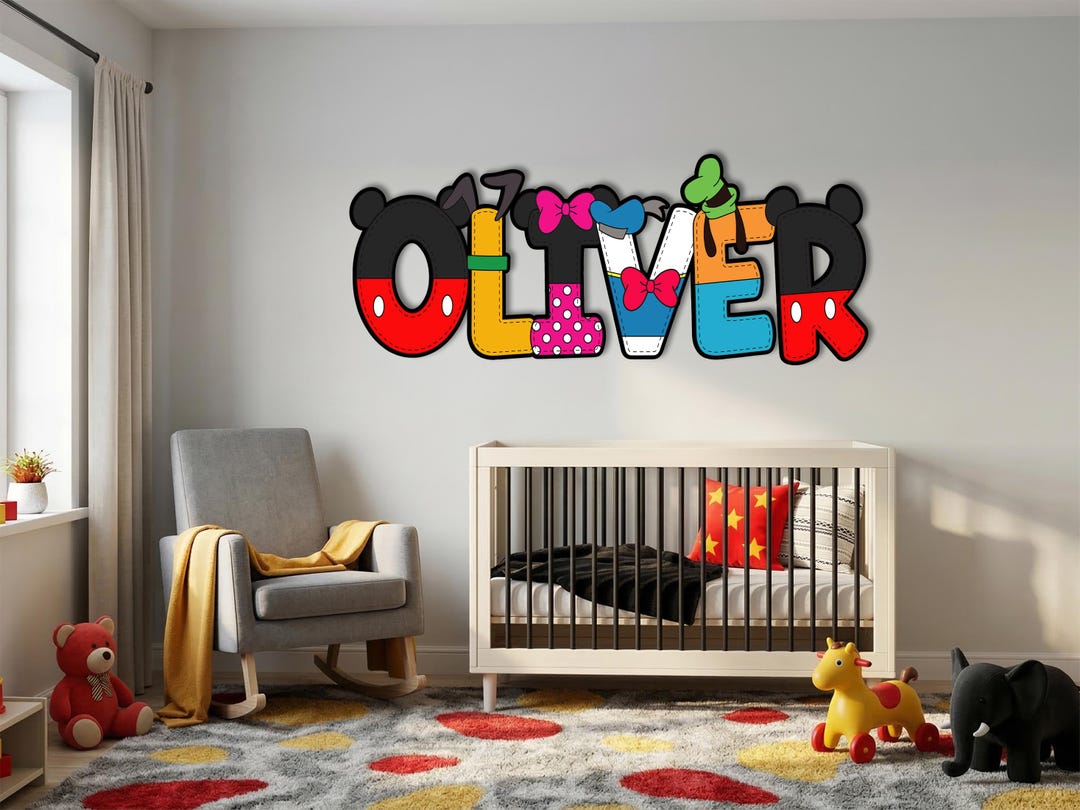 Disney Kids Room Wall Decor, Personalized Mickey Minnie Name Letters ...