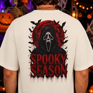スプーキーシーズン ハロウィンシャツ、怖い幽霊グラフィックTシャツ、ホラーハロウィンギフト 画像 1