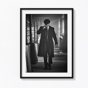Peaky Blinders Poster black and white Print - vintage gangster with Thomas Shelby -  British TV show
