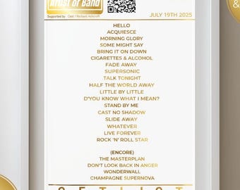 Personalised Concert Setlist Foil Art Print, Custom Gig Memory Wall Art