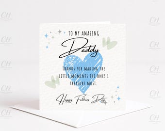 Fathers Day Card – Daddy, Step Daddy, Dad Greeting (6x6 Inch)