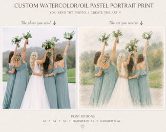 Custom Watercolour Portrait Print - Various Finishes & Sizes