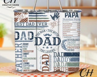 Personalised Father's Day Tumbler | Dad Gift Cup Water Bottle with Straw (20oz)