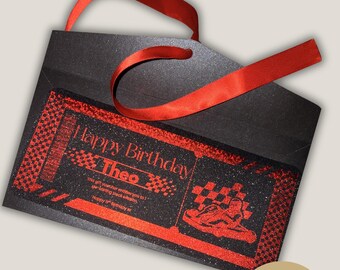 Personalised Foil Go Kart Ticket | Custom Birthday Gift Voucher Keepsake