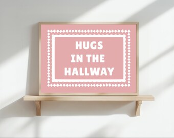 Hugs in the Hallway Art Print | Pastel Pink Wall Decor | A3/4/5/6 | | OTHER COLOURS AVAILABLE