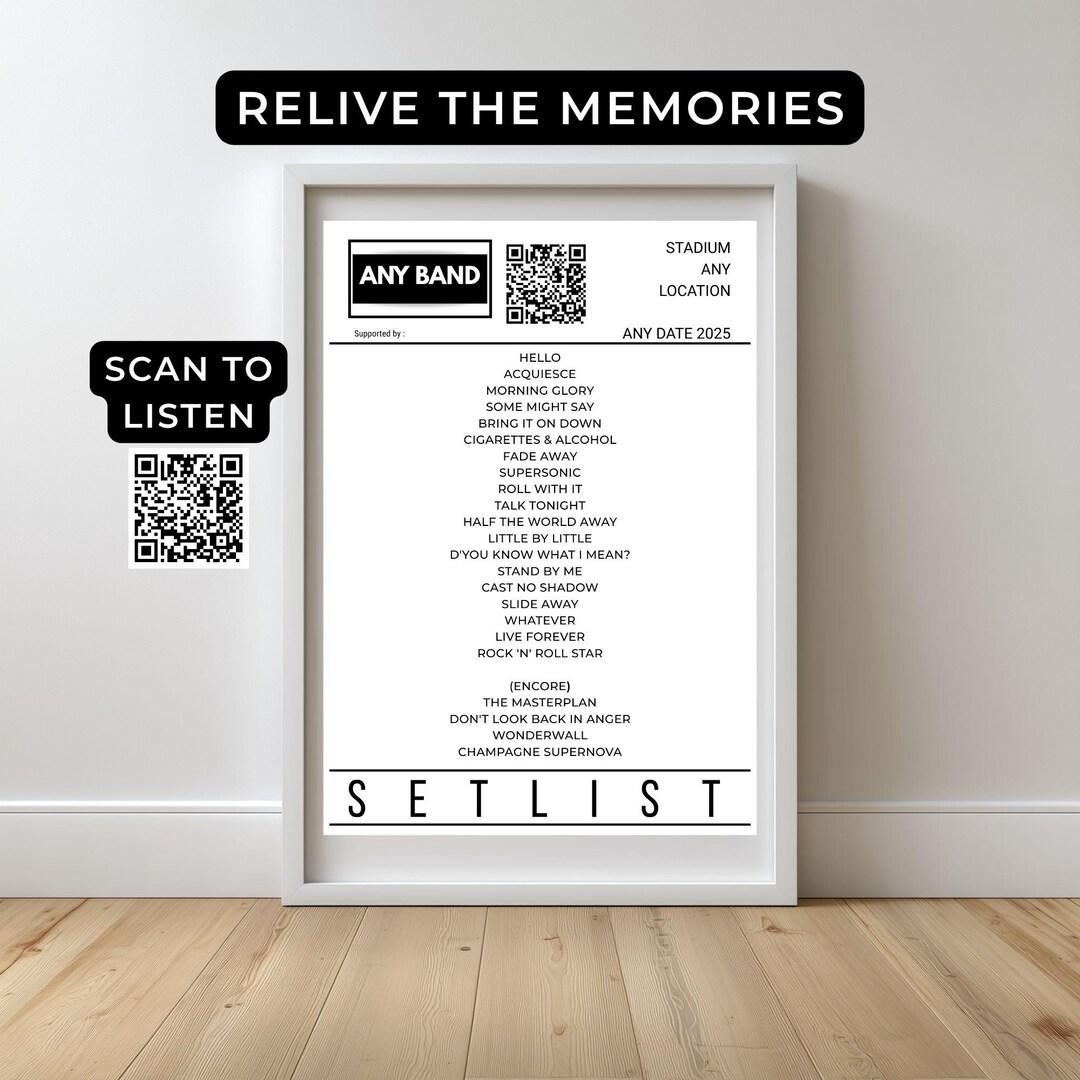 Personalised Concert Setlist Poster, Gig Memory Wall Art - Etsy