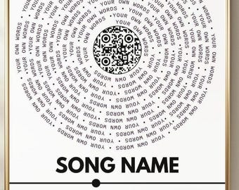 Custom Song Lyrics Art Print • Personalised QR Code Anniversary Wedding Gift