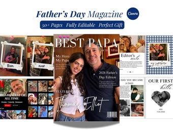Personalized Dad Magazine Template Custom Father's Day Magazine Birthday Gift For Papa Printable Magazine Gift DIY Canva Template