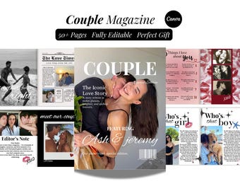 Couples Magazine Template Canva Personalised 1st Anniversary Gift Custom Couple Memory Gift For Boyfriend