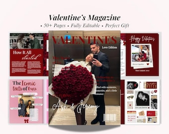 Plantilla Canva para revista de San Valentín para parejas, revista de amor editable para parejas, regalo de aniversario imprimible para novio, regalo de San Valentín.