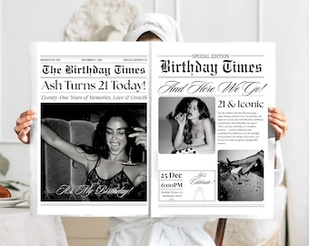 Geburtstag Zeitung Canva Vorlage | Benutzerdefinierte Geburtstag Zeitung Party Ankündigung | GROSSE Geburtstags-Zeitung | Einladung zum Geburtstag |