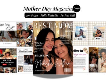Mother's Day Magazine Template | Editable Canva Design | Personalised Mom Gift | Mother Day Gift For Mom From Daughter | Family Magazine |