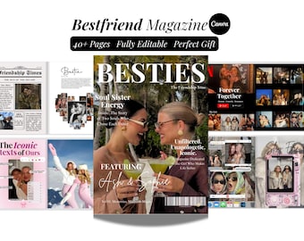 Best Friend Magazin Vorlage | Geburtstagsgeschenk für Bestie | Freundschaft Erinnerung Geschenk | Bestie Geburtstags-Andenken | Freundschafts-Magazin |