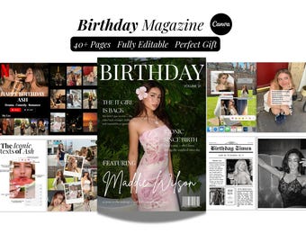 Bestfriend Birthday Magazine Template Custom Vogue Birthday Magazine Cover Personalized Custom Bestie Birthday Gift Friendship Memory Gift