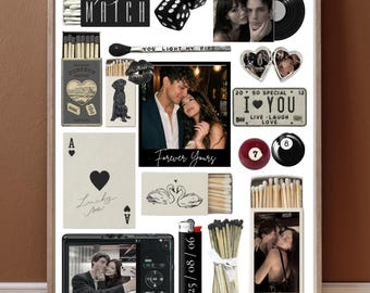 Matchbook Template | Canva Matchbook Poster For Boyfriend | Matchbox Art Print | Couple Anniversary Wall Art | Long Distance Gift |