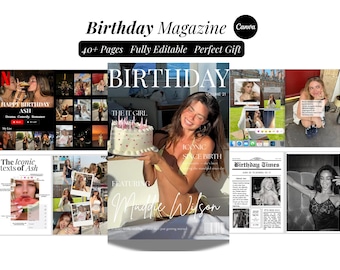 Birthday Magazine Template | Editable Vogue Birthday Magazine | Personalized Custom Birthday Gift For Best Friend | Gift For Her |