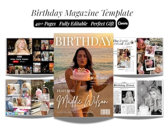 Personalised Birthday Magazine Template | Editable Vogue Canva Magazine | Custom Birthday Gift For Bestfriend | Gift For Her | Sister Gift |