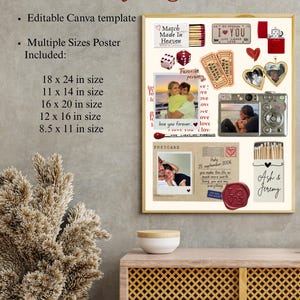 Canva Matchbook Poster Template | Editable Matchbox Art | Printable Gift For Boyfriend | Anniversary Couple Wall Art | Couple Memory Gift | image 5