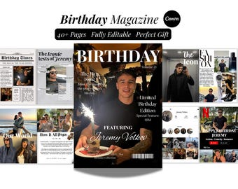 Boyfriend Birthday Magazine Template | Canva Personalised Birthday Gift For Him | Editable Magazine For Men |