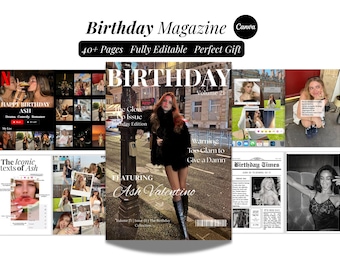 Birthday Magazine Template | Personalised Birthday Gift For Bestfriend | Canva Vogue Tik Tok Magazine | Best friend Birthday Keepsake |