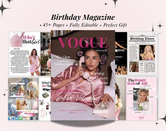 Birthday Magazine Template Canva Custom Birthday Gift For Bestfriend Personalised Bestie Magazine Birthday Vogue Tik Tok Magazine