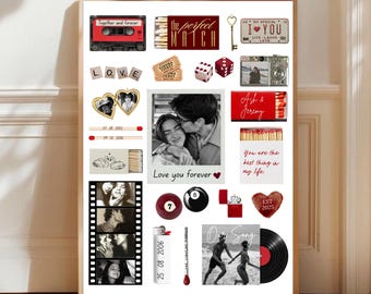 Matchbook Art Poster Template Printable Anniversary Gift For Boyfriend Custom Matchbox Art Editable Collage Wall Art Couple Memory Gift